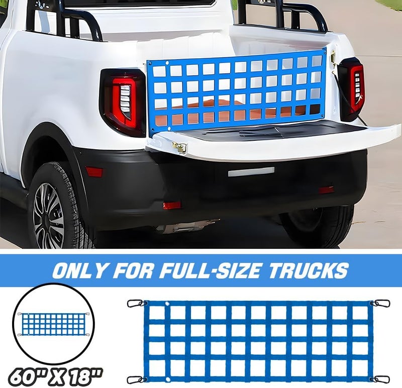 BARTOO Tailgate Net for Pickup Truck Bed, 60'' x 18'' Tailgate Mesh Cargo Net for Full Size Truck, Heavy Duty Cargo Netting with Hooks for Chevrolet, Ford, Toyota, GMC, Jeep, Blue - Image 3